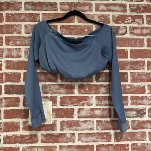 Kalmanovich Off The Shoulder Bubble Hem Crop Top Size 6 Blue